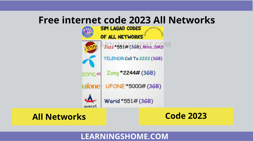 Free internet code 2023 All Networks Jazz, Ufone, Zong, Telenor, Free Internet Code 2023 Free Internet 50 GB for all Networks 2023