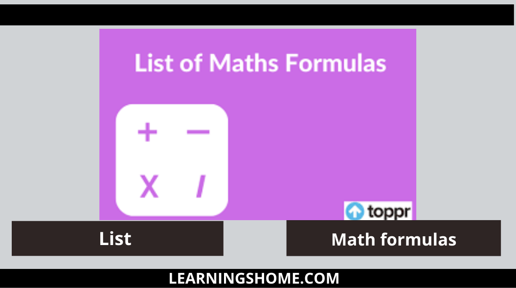 List of most important math formulas A formula is a mathematical rule or relationship that uses letters to represent amounts which can be changed